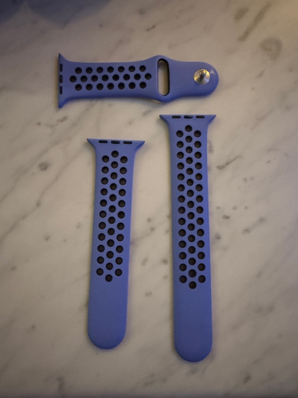 Periwinkle Blue Sport Watch Band with Black Vent Holes size 44